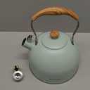 Tea Kettle, BELANKO 85 OZ / 2.5 Liter Whistling Tea Kettle, Tea Pots for Stove Top Food Grade Stainless Steel with Wood Pattern Folding Handle, Loud Whistle Kettle for Tea, Coffee, Milk - Turquoise