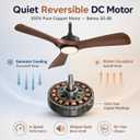 60 Inch Ceiling Fan with Light and Remote & APP Control, ABS Ceiling Fan with 3 Blades and Downrods, Reversible Quiet DC Motor, Farmhouse Ceiling Fans with Lights for Bedroom Living Room Patio Porch