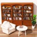 DIYDEC Mini Bookshelf with 240pcs Mini Books Sofa Desk Plant Miniature Anxiety Bookshelf Ornament Tiny Small Library Decor Shake Away Your Anxiety for Book Lovers Gift Home Room Office