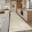 Runner Rug 2'6" x 10' Washable Non-Slip Runner Rugs for Kitchen Bathroom Laundry Room Vintage Ultra Thin Runners for Hallway Entryway Beige