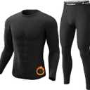 CL convallaria Long Johns Thermal Underwear for Men Soft Fleece Lined Base Layer Cold Weather Top Bottom Gift Set (X-Large, Midweight-crew Neck-black)