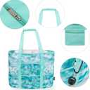 KABAQOO Mesh Beach Bag, Extra Large Beach Bags with 9 Pockets & Zipper Waterproof Lightweight Beach Tote for Beach/Pool Trip