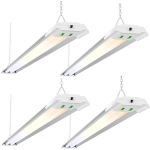 ALUSSO® LED Shop Lights 4FT with Reflector, 5000LM Super Bright, Adjustable 3000K-5000K Color Temperature, 120V, Warm to Cool Daylight Linkable Shop Lights for Workshop/Basement, 4 Pack, 50W with Reflector