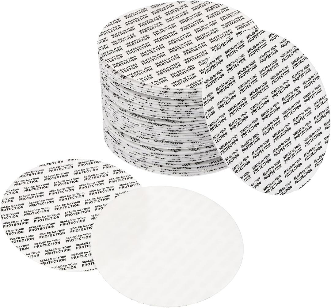 PATIKIL 89mm/3.5" Foam Lid Liner, 200 Pack Adhesive PS Foam Lid Liner Pressure Sensitive Seal Cap Liners Resistant Tamper for Plastic Glass Jar Bottle Cap Seals