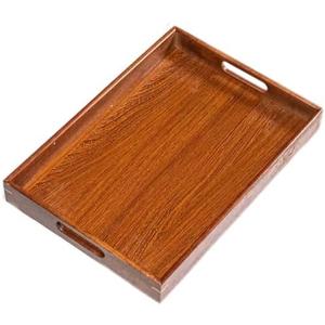 9x 13inch Ebony Wood Tray, Large Wooden Food Tray with Handle, Coffee Table Tray for Cooked Food, Parties, Dining, Snacks, Decoration, Outdoor Kitchen Counter