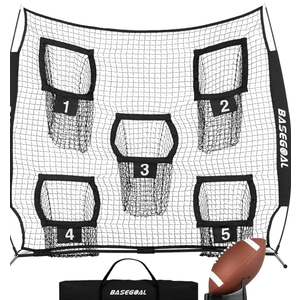 FOOTBALL THROWING NET WITH 5 TARGET POCKETS 8X8FT & 7X7FT OPTIONS
