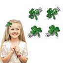 AIUPUOC Hair Clips, 4Pcs St. Patrick's Day Hairpin Hair Accessories for Girls, Green Glitter Shamrock Hair Clips, Lightweight & Sturdy, Hair Styling Decorations for Festive Occasions