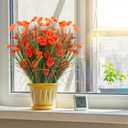 12 Bundles Artificial Flowers for Outdoor, Faux Silk Morning Glory Spring Summer Flowers for Outside Garden Planter Front Porch Yard Patio Window Box & Indoor Table Vase Home DecorOrange