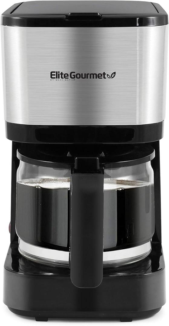 Elite Gourmet EHC9420 Automatic 5-Cup Brew & Drip Coffee Maker with Pause N Serve Reusable Filter, On/Off Switch, Water Level Indicator