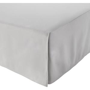 Amazon Basics Lightweight Pleated King Size Bed Skirt, Fade Resistant, Machine Washable, King, Light Grey, Solid