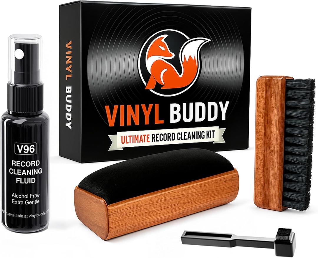 Ultimate 5-Piece Vinyl Record Cleaning Kit | with Real Hardwood Brushes  Includes: Record Cleaner, Pro Velvet Brush, Microfiber Brush & Stylus Cleaner  Clean, Protect & Restore Your LPs