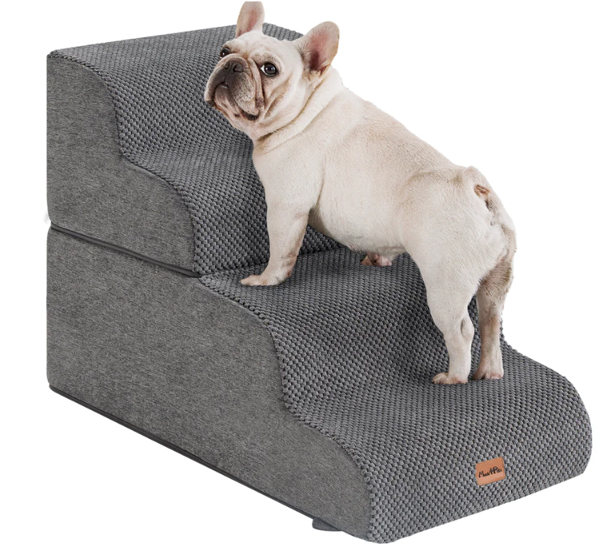 Made4Pets Dog Stairs Ramp for Bed 19.7" H, 4Step Dog Steps for High Bed Couch Sofa Climbing, 35D Foam Pet Steps for Small Dogs and Cats, Non Slip Bottom Pet Stairs, Grey