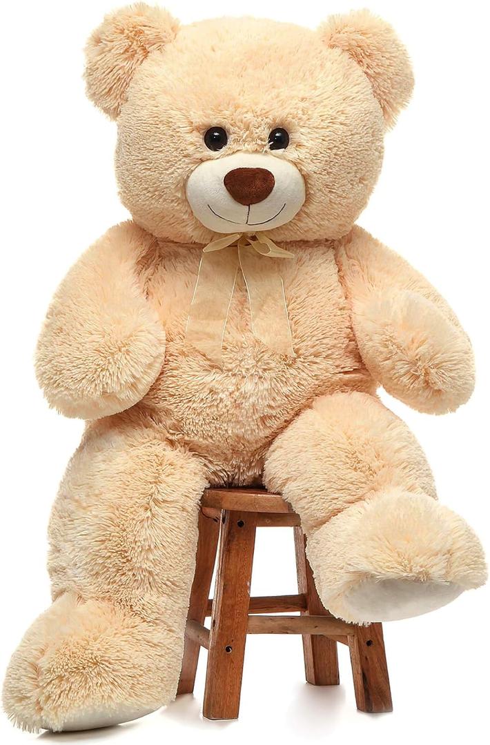 Giant Teddy Bear Stuffed Animal 36 inch Plush Bear Toy for Girlfriend Girls Kids Gifts Chrsitmas Valentine's Day Birthday Baby Shower Decorations (Beige)