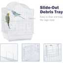 Small Bird Travel Cage-Lightweight Small Birds Starter Kit with Birdcages and Accessories Great for Parakeets Lovebirds Parrotlets Finches Canaries Removable Plastic Tray Include (White11.8"L x 9"W x 15.3"H)