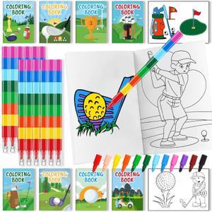 24Pcs Golf Coloring Books for Kids Golf Ball Sports Party Favors Activity Books Bulk with Pens for Boys Birthday Party Goodie Bag Stuffers Gift Classroom Reward