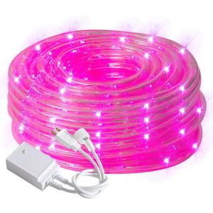 Waterproof LED Rope Lights, Connectable & Flexible with 8 Modes, Outdoor Lighting for Deck, Garden, Pool, Patio & Christmas Decor (Pink, 20ft)