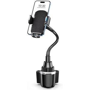 Zewwen Car Phone Holder, Dual 360° Rotate Gooseneck Cup Holder Phone Mount for Car, Flexible Cell Phone Holder Car Compatible with iPhone 16 Pro Max/15/14/13/12/11, S25/S24/S23/S22, 4”-7” Phone