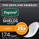 Depend Incontinence/Bladder Control Shields, Pads for Men, Light Absorbency, 174 Count (3 Packs of 58) (Packaging May Vary) (One Size)