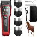 Horse Clippers Low Noise Rechargeble Horse Trimmer Kit, Pet Shaver for Heavy Thick Coats Grooming, 2-Speed Cordless Animal Shears for Horse, Sheep, Cats and Dogs