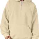 2 x PLEPAN Quarter Zip Hoodies for Men Oversized Pullover Loose Fit Sweatshirt with Kangaroo Pocket (S)