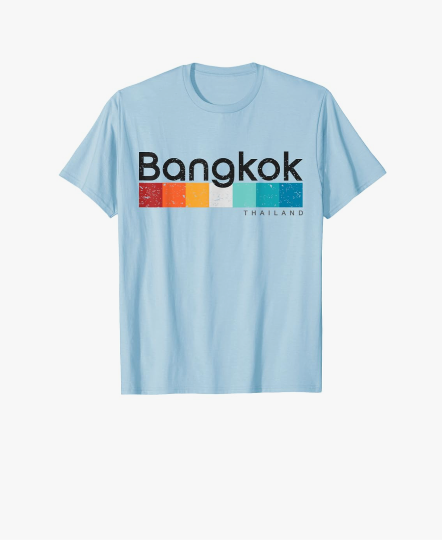 Vintage Bangkok Thailand 1980s Retro Design T-shirt T-Shirt Men L Blue