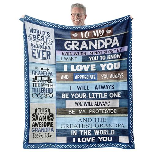 EliteOne Gifts for Grandpa on Fathers Day Grandpa Gift from Grandchild Throw Blanket Gifts for Grandpas from Granddaughter Grandson - Grandfather Blanket for Sofa - 50''x60''
