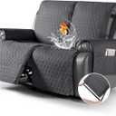 TAOCOCO 100% Waterproof Loveseat Recliner Cover-Recliner Cover with Non-Slip Granule, Recliner Chair Covers with Elastic Band,Washable Recliner Chair/Protector for Pets(Black Gray, 2 Seater)
