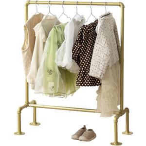 Kids Pipes Dress up Racks, Kids Clothing Racks, Child Garment Racks, Hanging Clothes Rod Storage Shelf Organizers Shelves Shelving, Gold Metal