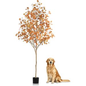Artificial Eucalyptus Tree for Fall Decor, Fall Tree with Realistic Eucalyptus Leaves, Faux Eucalyptus Tree for Room Design, Realistic Fall Plant for Fall Indoor & Outdoor Decor - 7FT