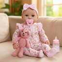 Baby Dolls, 17 Inches Large Realistic Baby Doll with Cute Soft Body, Real Life Baby Dolls Girl, with Bottles & Pacifier, Diapers and Bibs, Gift Idea for Ages 3+