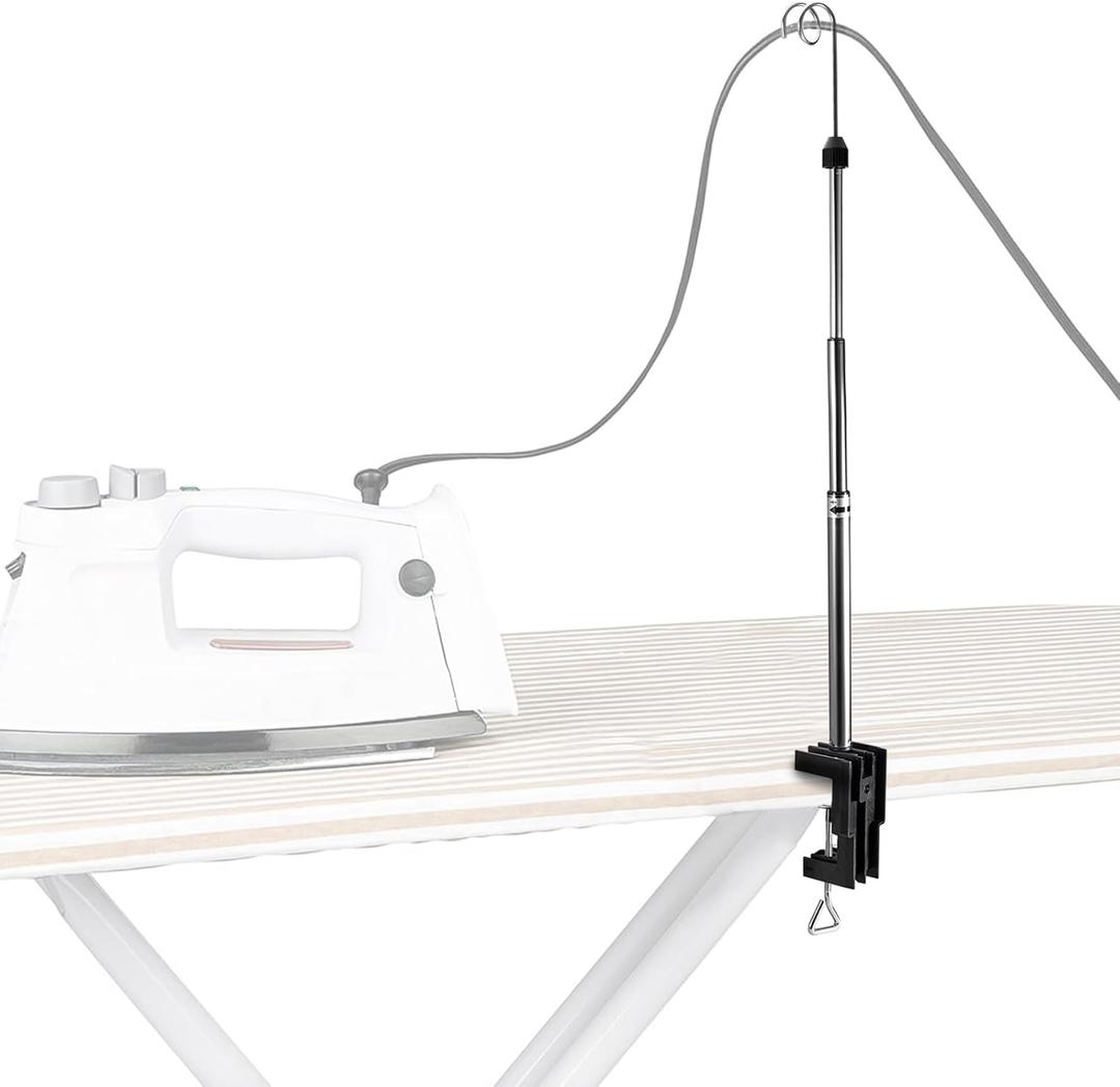 Universal Flexible Iron Cord Holder, Steam Iron Cord Holder for Standard Ironing Boards, Metal, Tabletop Mount