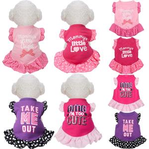 Frienda 4 Pieces Dog Dress for Small Dogs Cute Dog Costumes Puppy Shirt Skirt Dresses Pet Holiday Clothes Apparel for Cats Puppy(M)