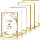 PPHSisy 8X10 Gold Frames Double Sided Acrylic Sign Holder Tabletop Picture Frames Vertical Display Stand for Photos Wedding School Home,Set of 6