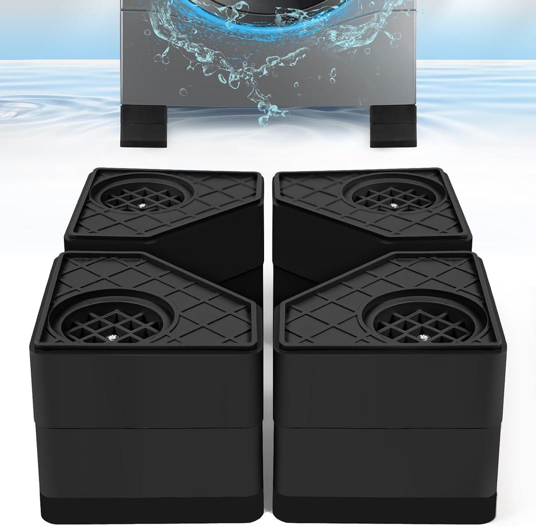 4Pcs Anti Vibration Pads for Washing Machine, Stops Washer Dryer Moving, Prevents Noise, Vibration Transfer, Antivibration Stabilizer Support Feet (Increase3.14in-B)