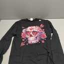 Valentine's Day Decorative Skull Hearts Roses Tattoo Goth Long Sleeve T-Shirt Medium