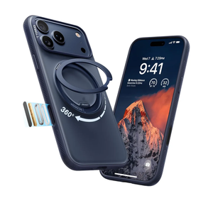 TORRAS for iPhone 17 Pro Case 360 Magnetic Stand O3 Fitness Series, [Fit for MagSafe] [360° Rotating Kickstand] 4X Mil-Grade Shockproof, Camera Control Button, Slim, Translucent Deep Blue