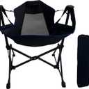 Hammock Camping Chair, Outdoor Swinging Rocking Camping Chair, Folding Adjustable Back Portable Hammock Chairs for Patio, Backyard and Picnic, Supports 300LBS, Black