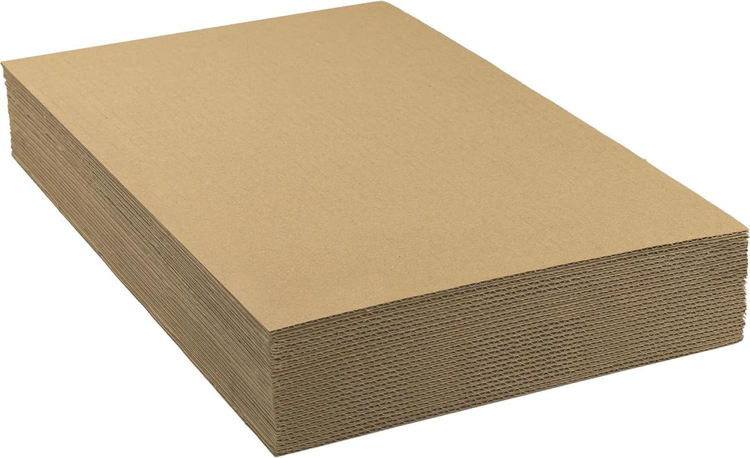 Mat Board Center, 25 pack 11x17 Brown Cardboard sheet, 1/8 inch thick, Flat Corrugated Cardboard Inserts for Packing, Shipping, Mailing, Cardboard Backing, Art Craft Card Board