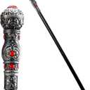 Spooktacular Creations Halloween Costume Walking Cane, Silver Elegant Vintage Staff Prop Stick for Halloween Cane Costume Accessories, Vampire Dress Up Parties for Adults and Kids