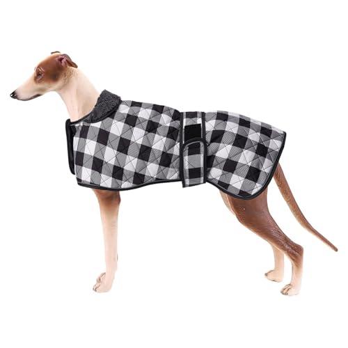 Geyecete Waterproof Greyhound Whippet Lurcher Dog Coat-with Warm Fleecy Lining Inside Outdoor Dog Apparel with Adjustable Bands for Medium, Large Dog-Black-M