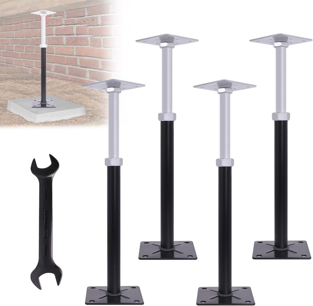 Adjustable House Floor Jacks, 4 PCS Post Floor Joist Jacks for Leveling, 11" - 16.5" Height Adjust Range, Telescoping Screw Jacks for Temporary Support - 11000 lbs Max Load Capacity (Each)