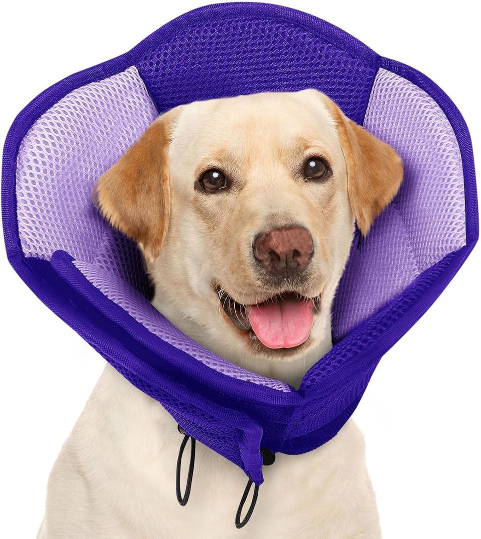 AOFITEE Dog Cone - Soft Cone for Dogs After Surgery, Comfy Cones for Large Dogs to Stop Licking, Adjustable Soft Dog Cone Collar, Elizabethan Pet E-Collar for Wound Healing, Purple Large
