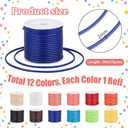  PH PandaHall 132 Yards 12 Colors 2mm Waxed Polyester Cord Waxed Thread Waxed Beading String for Bracelet Necklace Waist Beads Jewelry DIY Craft Making Macrame Supplies, 11 Yards/Roll