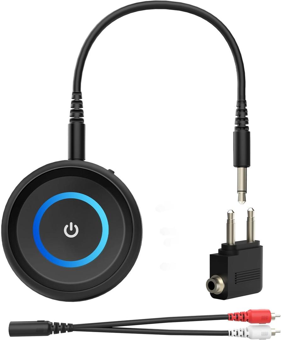 BANIGIPA Bluetooth 5.3 Transmitter Receiver, 2-in-1 Wireless Transmitter Receiver for TV/Airplane/Home Stereo/Speakers/Headphones/Car, Audio Adapter w/3.5mm AUX/RCA Jack, Dual Link, Low Latency, 16H