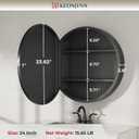 Keonjinn 24 x 24 In Round Medicine Cabinets for Bathroom, Black Mirror Surface Mount Medicine Cabinet, Circle Black Medicine Cabinet with Mirror, Adjustable Shelves Framed Bathroom Mirror with Storage