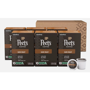 Peet's Coffee House Blend Dark Roast K Cup Pods 60 Count Recyclable Pods Exp 10/29/2026