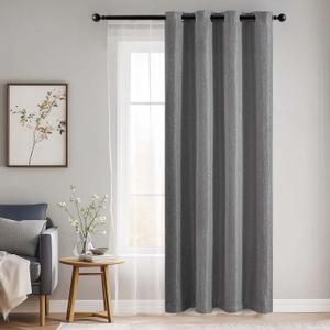 jinchan Linen Textured Curtain 84 Inch Long for Living Room Room Darkening Thermal Insulated Grommet Top Window Drape for Bedroom 52" W x 84" L Grey 1 Panel