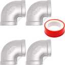 3/4 Inch 90 Degree Elbow Fittings, 304 Stainless Steel Female 3/4" to 3/4" NPT Pipe Fitting (4 Pack)