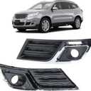 Fog Light Bezel Compatible with 2013-2017 Chevrolet Chevy Traverse Front Bumper Fog Light Cover with Silver Bright Strips Replaces 20988619 GM1038148 (Left)
