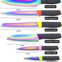 Kitchen Knife set Rainbow Titanium Coated - 12 Pcs Knife Set with Blade Guards, Dishwasher Safe, Razor Sharp German Stainless Steel Blade and Comfortable Handle